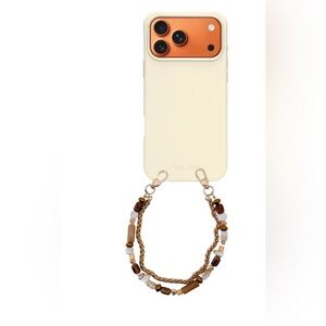 Cream Phone Case with Beaded Strap - iPhone 17 pro